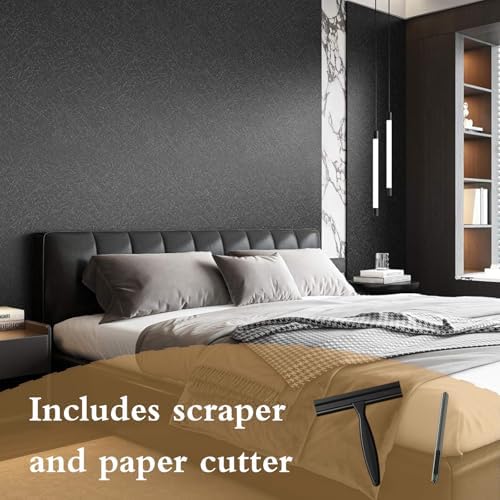 Black Silk Wallpaper Peel and Stick Embossed Self Adhesive Contact Paper - Image 3