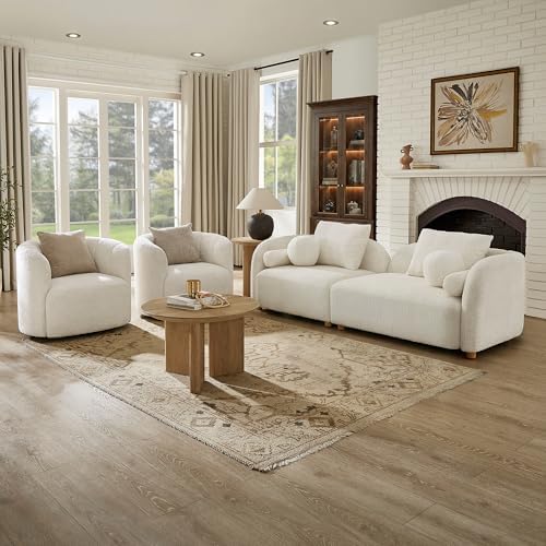 3 Piece Modern Couch Set, Curved Sofa & 2 Swivel Accent Chair by FaratiHome