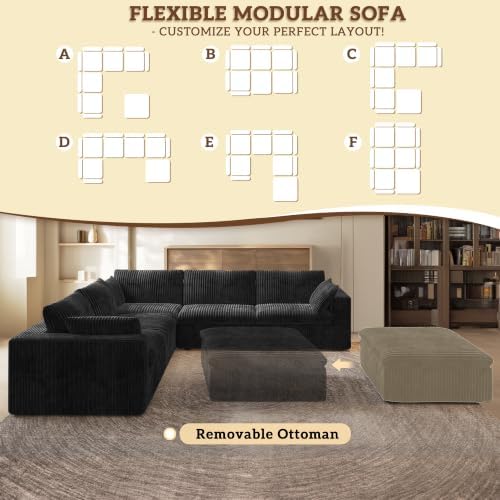 118" Cloud Couch Oversized Modular Sectional Sofa, Boneless L-Shaped 6 Seater - Image 5