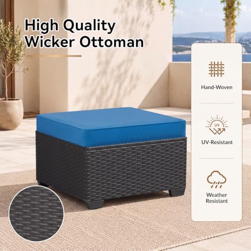 Aoxun 2 Piece Patio Sofa Ottomans - Image 4