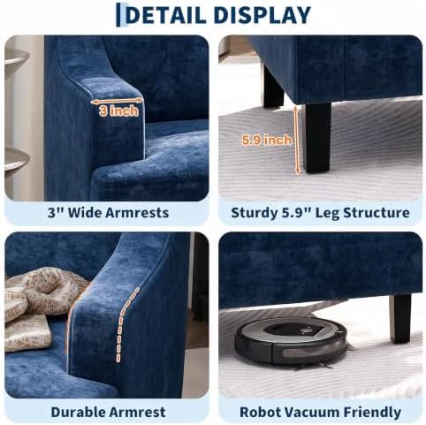 Garvee Blue Comfy Accent Chair, Upholstered Armchair - Image 5