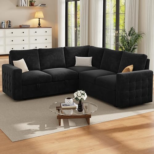 86" Sectional Sleeper Sofa Bed, 5 Seat Pull Out Couch - Image 2