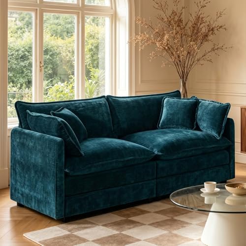 GNIXUU 76" Blue Loveseat Sofa Cloud 2 Seater Modular Couch by GNIXUU