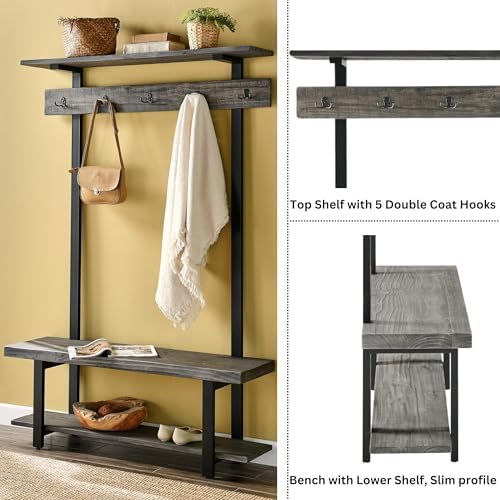 Pomona Solid Wood Entryway Hall Tree - Image 4