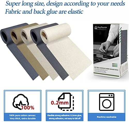 KING MOUNTAIN Canvas Iron on Patch, Waterproof 100% Cotton Fabric Repair Patch - Image 3