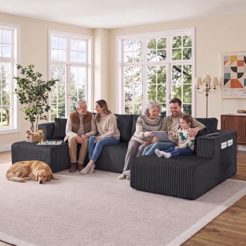 Skepphlay 132" U Shaped Couch, Boneless Sectional Couches - Image 6