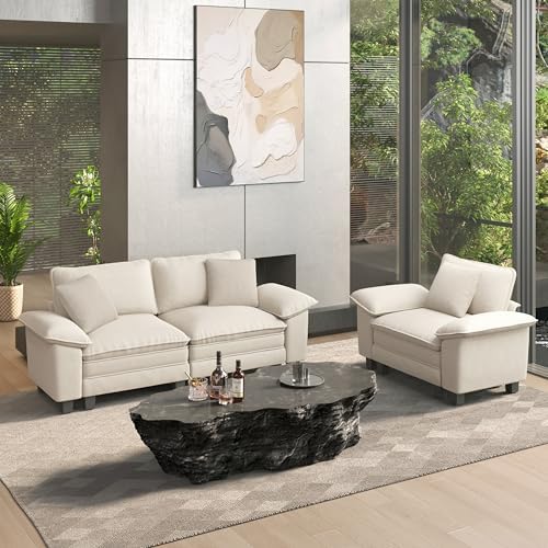 HERA'S HOUSE 2 Pieces Modular Loveseat Couch and Chair Set Setional Sofa by HERASHOUSE