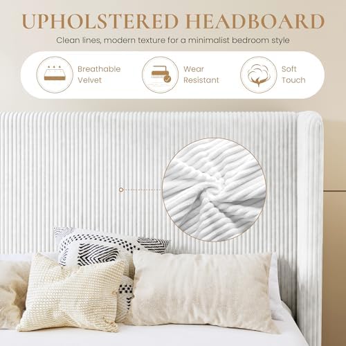 SHA CERLIN Queen Corduroy Platform Bed - Image 4