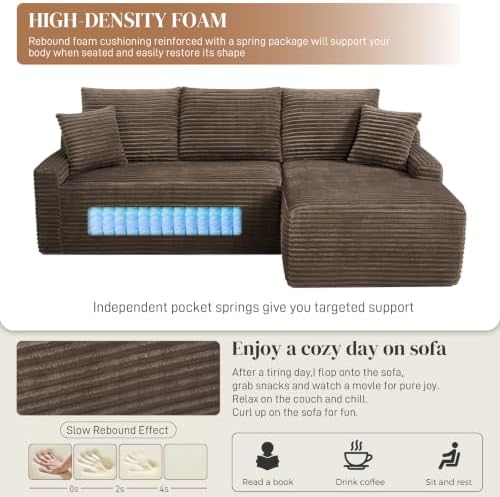 85" L Shaped Cloud Boneless Sectional Couches - Image 5