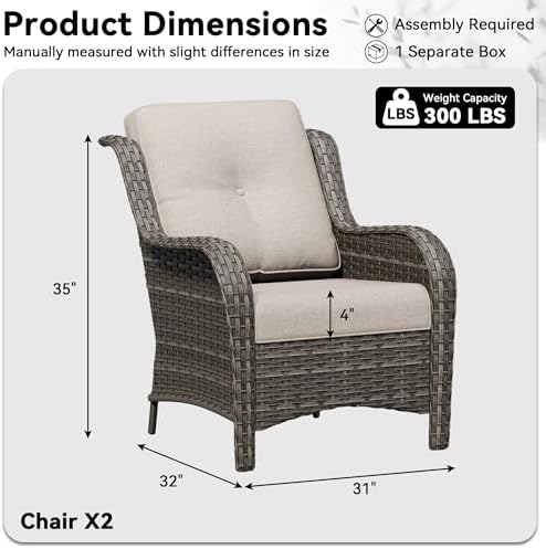 Patio Chairs Set of 2, Outdoor Wicker Patio Furniture Set - Image 2