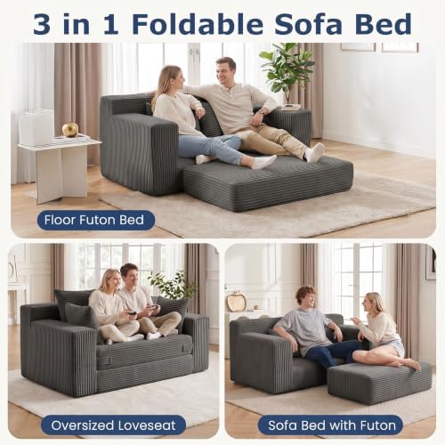cidludto Boneless Loveseat Sleeper Sofa Bed, Convertible Folding Couch Bed - Image 4