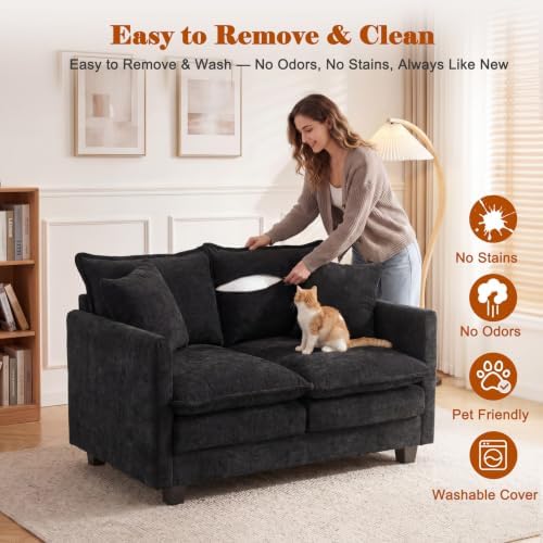 50'' Loveseat Sofa Set, Small Couch Set 2 Piece Cloud Love Seat - Image 3