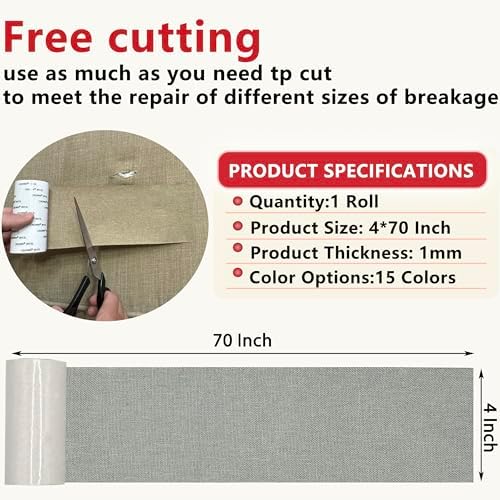 Gheeidau Linen Repair Tape 4x70 Inch Self-Adhesive Couch Patch Repair Fabric - Image 2