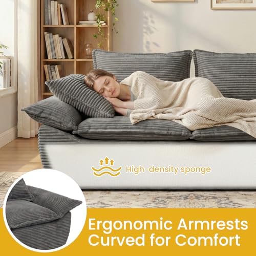 Boneless Loveseat 56", 2-Seater Gray Boneless Couch - Image 3