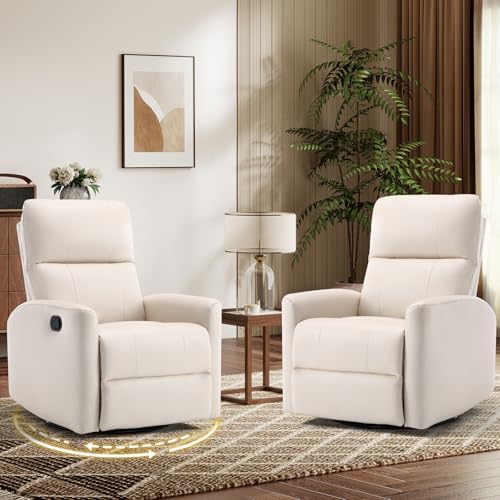 HAOMARKETS Swivel Rocker Recliner Chair Set of 2, Manual Fabric Glider Rocking by HAOMARKETS