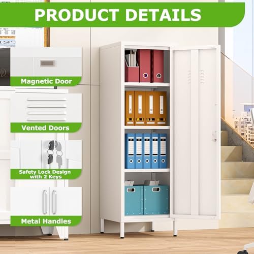 PAOFIN 47" Metal Storage Locker, Lockable Employees Metal Locker - Image 4