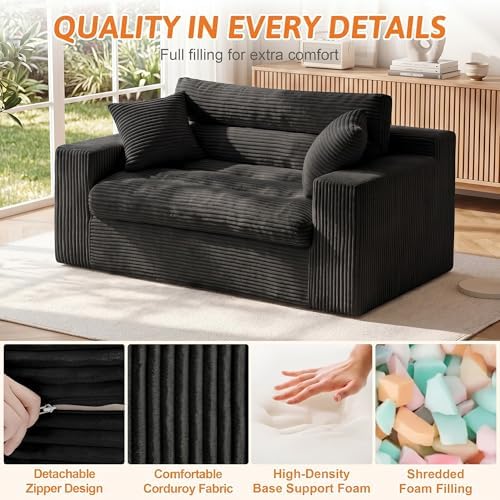 Erament Boneless Loveseat Sofa Couch, 2 in 1 Convertible Sofa Bed - Image 4