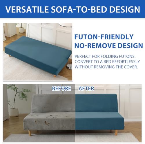 XINEAGE Velvet Futon Cover, Stretch Armless Futon Slipcover - Image 6