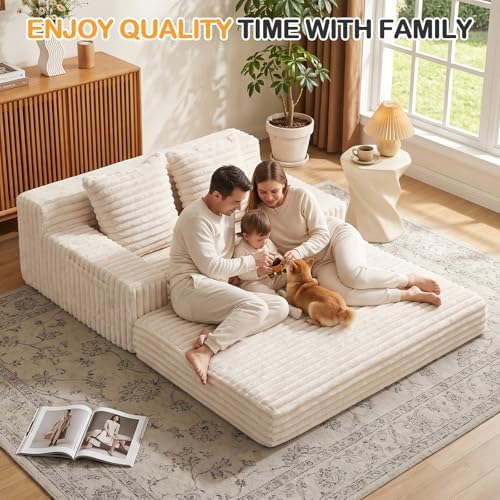 Erament Boneless Loveseat Convertible Sofa Bed, Folding Floor Futon Sleeper - Image 7