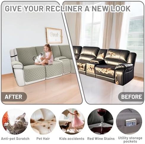Waterproof Sectional Reclining Couch Covers L Shaped Recliner Sectional Sofa - Image 6