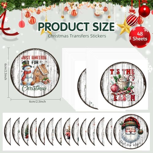 ZMRU 48 Sheets Vintage Christmas Rub On Transfers - Image 2