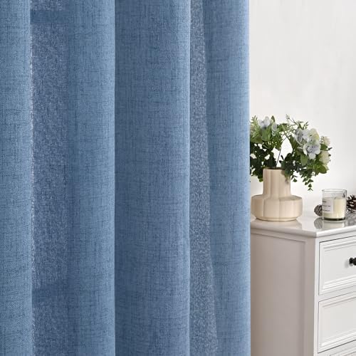 YoungsTex Denim Blue Short Linen Curtains 40 Inch Length - Image 6