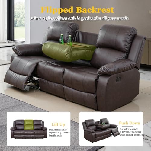 A Ainehome Living Room Furniture Set Leather Recliner Sofa Set Loveseat Chair - Image 4