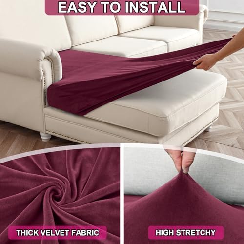 NAISI Waterproof Couch Cushion Covers Thick Velvet Fabric Washable Sofa - Image 5