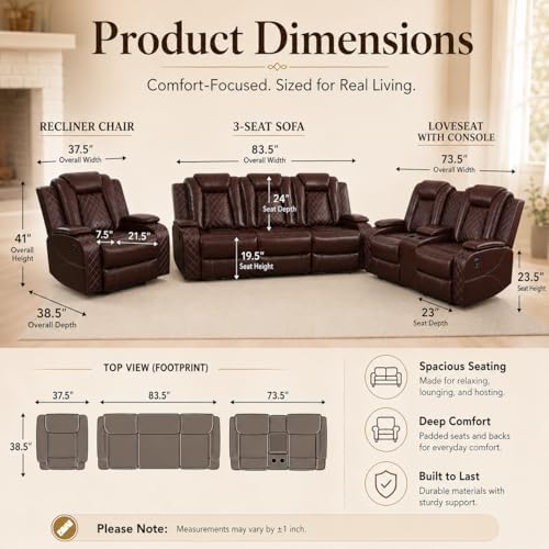 Power Reclining Leather Sofa Set – 2-Piece Home Theater Seating - Image 2
