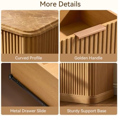 Modern Fluted Nightstand Set of 2 - Image 6