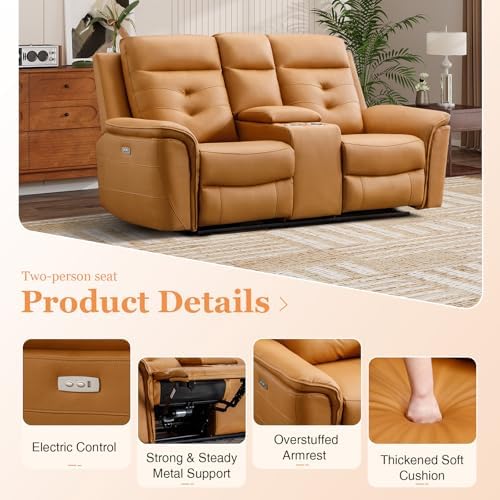 EBELLO Power Recliner Sofa Set, Faux Leather 2 Adjustable Single Recliner - Image 3