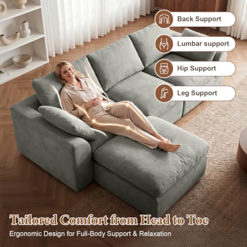 108" Cloud Sectional Couches for Living Room, Oversized Boneless Modular L - Image 7