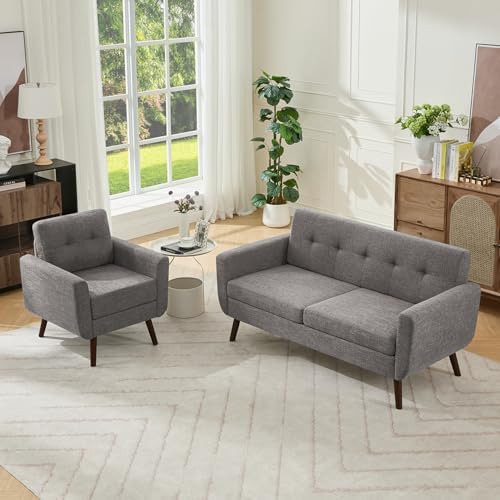 Tbfit Mid Century Modern Sofa Couch, Loveseat & Accent Chair by TBfit