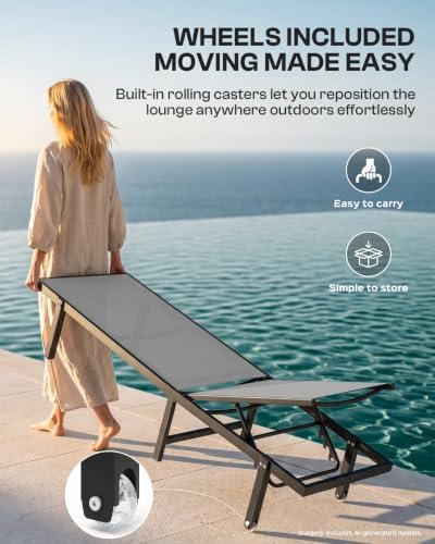 Outdoor Lounge Chair Set of 4, Aluminum Pool Lounge Chairs - Image 3