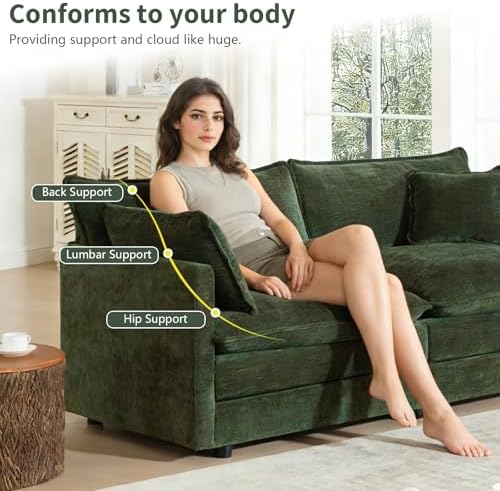 GNIXUU 76" Green Cloud Loveseat Sofa 2 Seater Modular Couch - Image 7