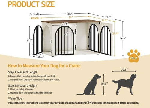 39.4" Wooden Dog Crate Furniture, Indoor Dog Kennel Dogs Cage - Image 2