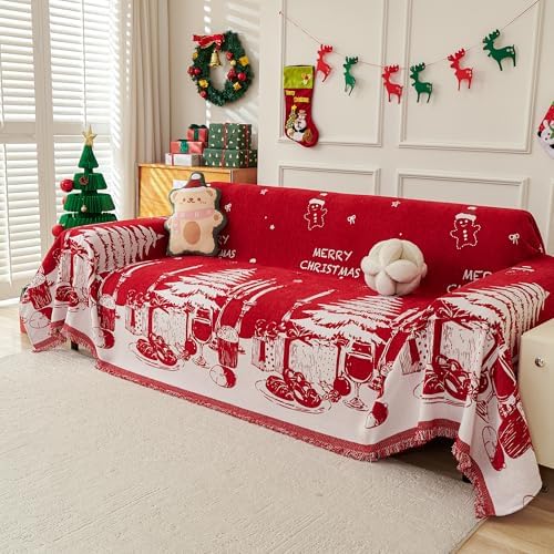 MYSKY HOME Christmas Couch Cover, Sofa Cover by MYSKYHOME