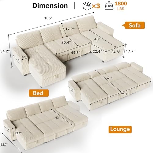 Vipbear Sectional Sleeper Couch - Image 3