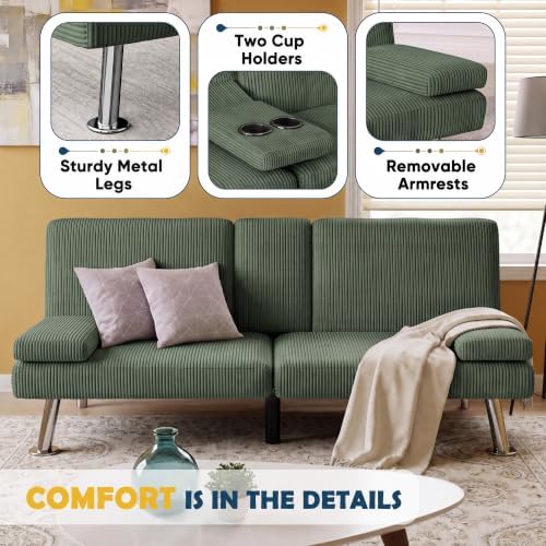 Furmax Corduroy Futon Sofa Bed, Adjustable Futon Couch - Image 4