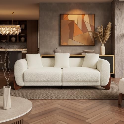 Morden Fort 3 Piece Boucle Sofa Set, Couch & 2 Armless Chairs - Image 4