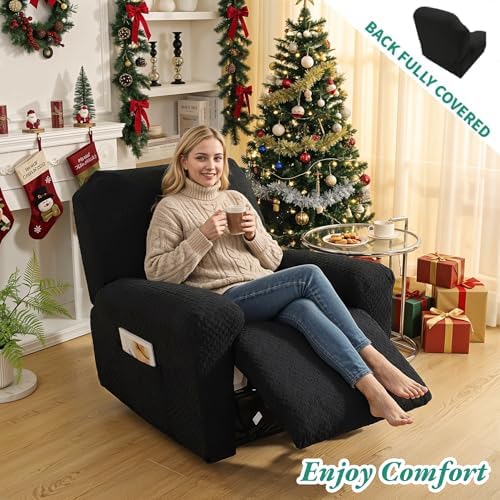 YEMYHOM 4 Pieces Stretch Recliner Slipcover Latest Jacquard Recliner Chair Cover - Image 2