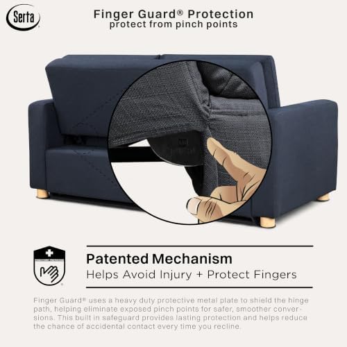 Serta Tulsa 72" Convertible Sleeper Loveseat, Queen Size, Dreamcoil Comfort - Image 6
