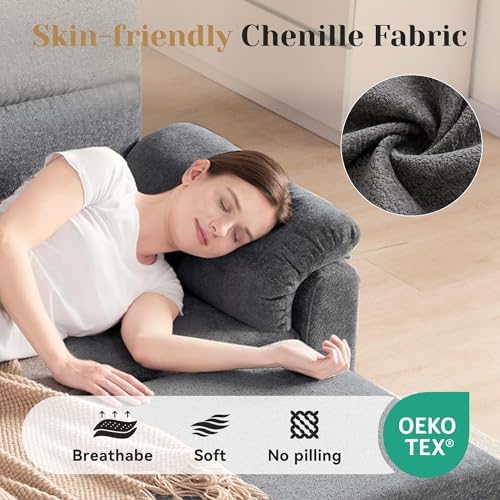 Tbfit 80" Pull Out Sofa Bed, 3 in 1 Sleeper Sofa Couch, Dark Gray - Image 6