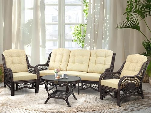 Malibu Lounge Three-Seater Sofa Natural Rattan Wicker Handmade Design - Image 5
