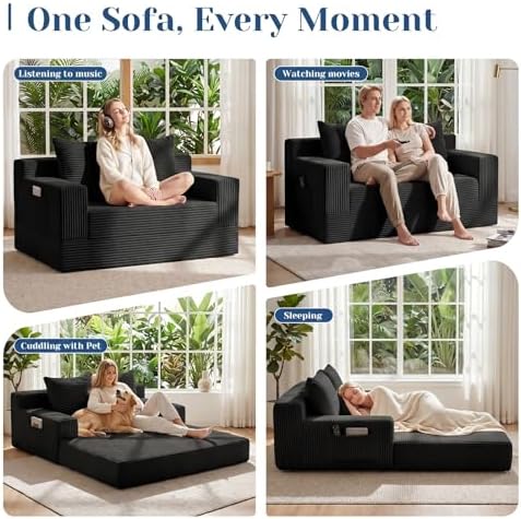 Convertible Sofa Bed, Small Boneless Couch & Boneless Loveseat, Pull Out Couch - Image 4