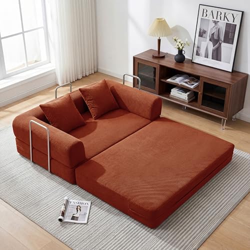 53.15'' Convertible Compressed Corduroy Folding Cloud Sofa Bed, Modern Boneless - Image 3