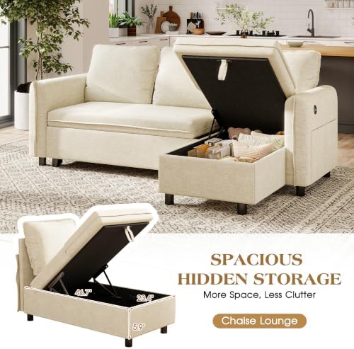 83" L Shaped Sleeper Sofa Bed, Pull Out Sectional Couches - Image 5