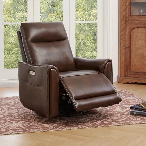 Watson & Whitely Power Recliner Chairs, Genuine Leather Dark Brown by WatsonWhitely
