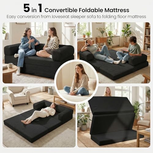 Erament Futon Sofa Bed, Convertible Tri-Folding Mattress Foldable Mattress - Image 3