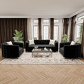 3-Piece Black Velvet Tufted Sofa Set by yunqishiHOME